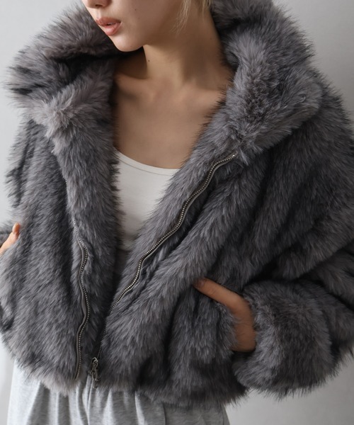 SpRay（スプレイ）の「MIXファースタンドジップブルゾン（ブルゾン・レディース・モカ/ベージュ/アイボリー/チャコール・FREE）」の16枚目の写真