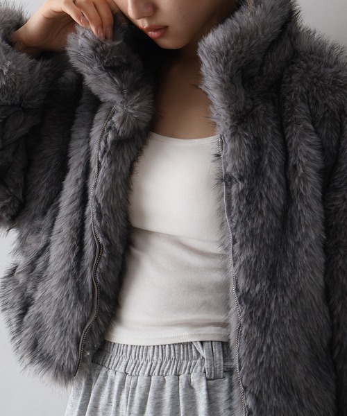 SpRay（スプレイ）の「MIXファースタンドジップブルゾン（ブルゾン・レディース・モカ/ベージュ/アイボリー/チャコール・FREE）」の18枚目の写真