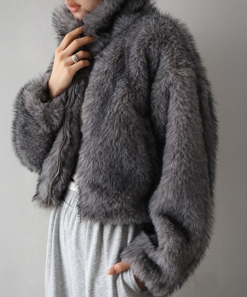 SpRay（スプレイ）の「MIXファースタンドジップブルゾン（ブルゾン・レディース・モカ/ベージュ/アイボリー/チャコール・FREE）」の19枚目の写真