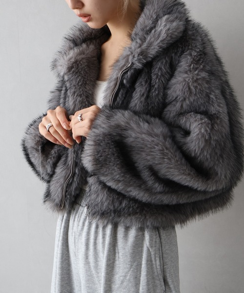 SpRay（スプレイ）の「MIXファースタンドジップブルゾン（ブルゾン・レディース・モカ/ベージュ/アイボリー/チャコール・FREE）」の21枚目の写真