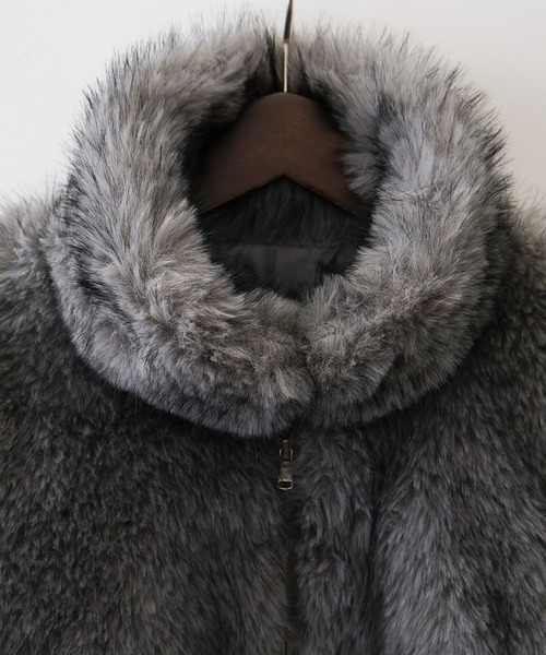 SpRay（スプレイ）の「MIXファースタンドジップブルゾン（ブルゾン・レディース・モカ/ベージュ/アイボリー/チャコール・FREE）」の6枚目の写真