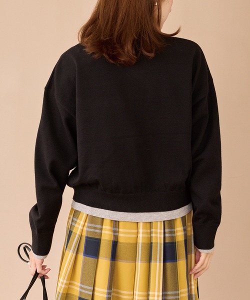 LAVEANGE（ラビアンジェ）の「【洗える】レイヤード風カーデライクトップス（ニット/セーター・レディース・ブラック/チャコールグレー/ブラウン・F/4L/3L）」の18枚目の写真