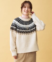 売り切りsale❗ノルディック ハンドニット ユーズド ハンドニット セーター | ブルー - レディース 渋谷古着屋