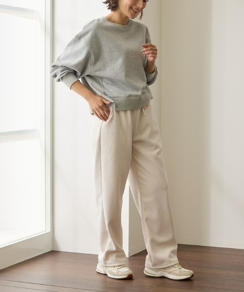 Tuche(トゥシェ)の「Tuche/トゥシェ ワイドパンツ 裏起毛 ストレッチ(その他パンツ・レディース・オフホワイト/チャコールグレー・MEDIUM/LARGE)」の3枚目の写真