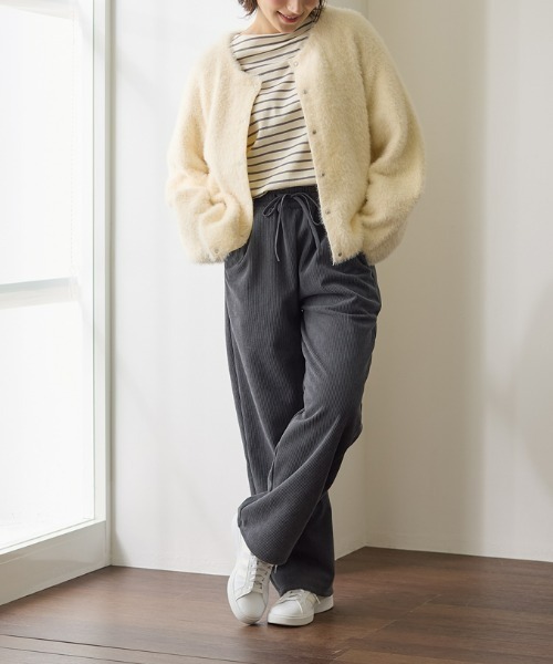 Tuche(トゥシェ)の「Tuche/トゥシェ ワイドパンツ 裏起毛 ストレッチ(その他パンツ・レディース・オフホワイト/チャコールグレー・MEDIUM/LARGE)」の4枚目の写真