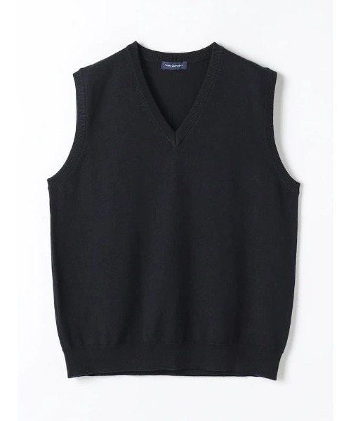 TRANS CONTINENTS(トランスコンチネンツ)の「TRANS CONTINENTS BIZニット Vネックベスト ブラック/グレー/ネイビー(ベスト・メンズ・チャコールグレー/ネイビー/ブラック・L/M/LL)」の3枚目の写真