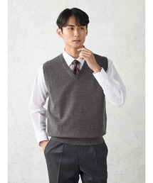 TRANS CONTINENTS（トランスコンチネンツ）の「TRANS CONTINENTS BIZニット　Vネックベスト　ブラック/グレー/ネイビー（ベスト）」