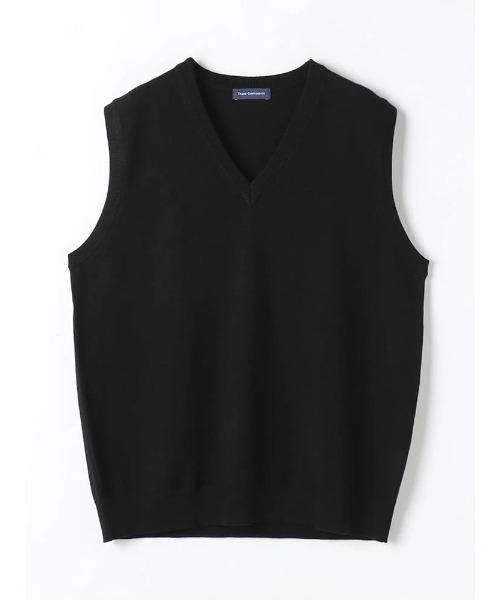 TRANS CONTINENTS(トランスコンチネンツ)の「TRANS CONTINENTS BIZニット Vネックベスト ブラック/グレー/ネイビー(ベスト・メンズ・チャコールグレー/ネイビー/ブラック・L/M/LL)」の2枚目の写真