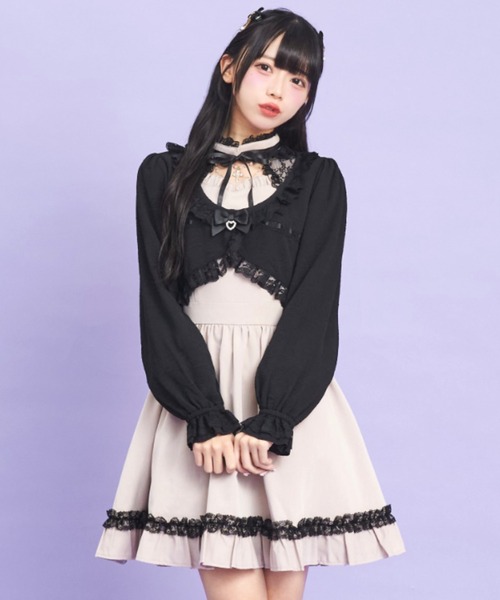 Secret Honey（シークレットハニー）の「ローズ柄ショートボレロ（Tシャツ/カットソー・レディース・ブラック/オフホワイト/ピンク・FREE）」の2枚目の写真