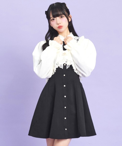 Secret Honey（シークレットハニー）の「ローズ柄ショートボレロ（Tシャツ/カットソー・レディース・ブラック/オフホワイト/ピンク・FREE）」の4枚目の写真