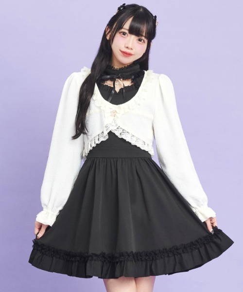 Secret Honey（シークレットハニー）の「ローズ柄ショートボレロ（Tシャツ/カットソー・レディース・ブラック/オフホワイト/ピンク・FREE）」の11枚目の写真