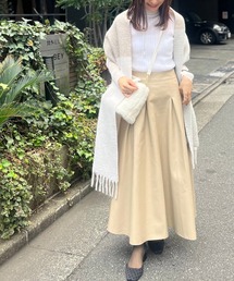 フェイクレザーフレアスカート