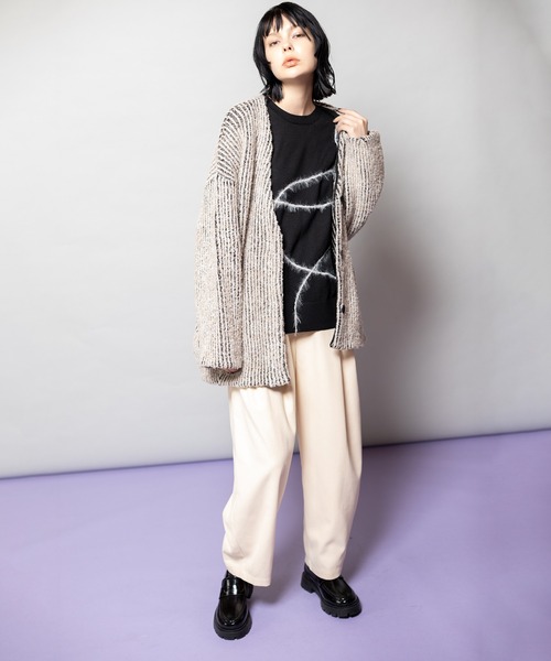 OSMOSIS(オズモーシス)の「シャギーラインニットプルオーバー(ニット/セーター・レディース・ライトグレー/ライトブラウン/ブラック・ONE SIZE)」の13枚目の写真