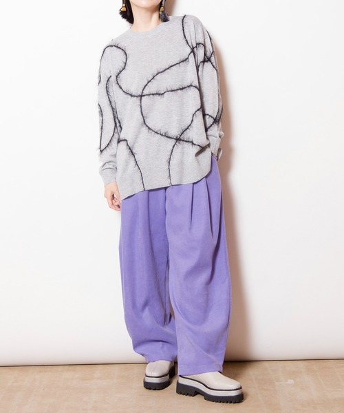 OSMOSIS(オズモーシス)の「シャギーラインニットプルオーバー(ニット/セーター・レディース・ライトグレー/ライトブラウン/ブラック・ONE SIZE)」の19枚目の写真