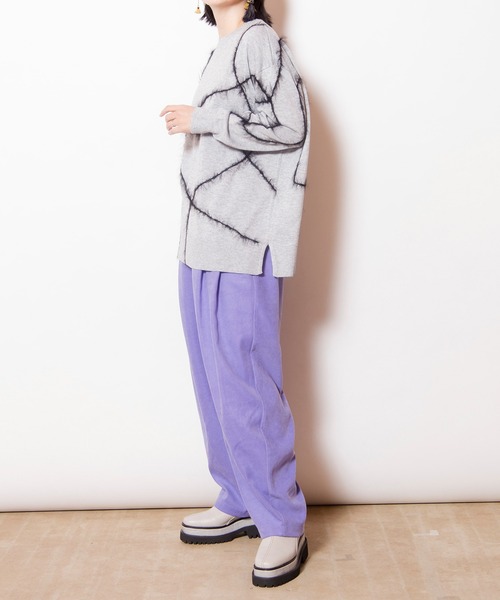 OSMOSIS(オズモーシス)の「シャギーラインニットプルオーバー(ニット/セーター・レディース・ライトグレー/ライトブラウン/ブラック・ONE SIZE)」の18枚目の写真