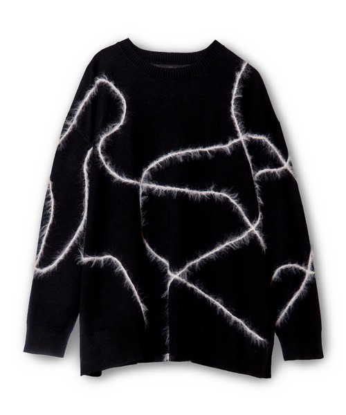 OSMOSIS(オズモーシス)の「シャギーラインニットプルオーバー(ニット/セーター・レディース・ライトグレー/ライトブラウン/ブラック・ONE SIZE)」の4枚目の写真