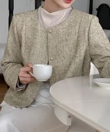 ノーカラーショートジャケット