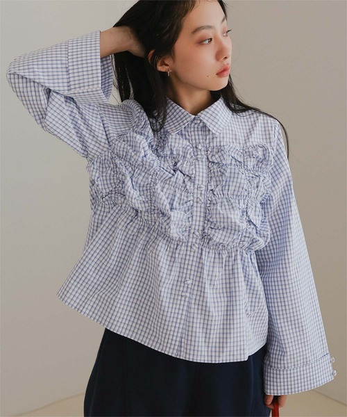 miette(ミエット)の「ダブルボタンギャザーデザインブラウス(シャツ/ブラウス・レディース・ブラック系その他/オフホワイト/チェック・M/S)」の20枚目の写真