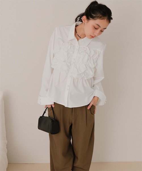 miette(ミエット)の「ダブルボタンギャザーデザインブラウス(シャツ/ブラウス・レディース・ブラック系その他/オフホワイト/チェック・M/S)」の9枚目の写真