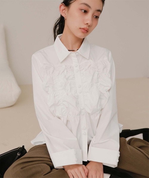miette(ミエット)の「ダブルボタンギャザーデザインブラウス(シャツ/ブラウス・レディース・ブラック系その他/オフホワイト/チェック・M/S)」の10枚目の写真