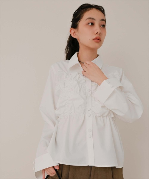 miette(ミエット)の「ダブルボタンギャザーデザインブラウス(シャツ/ブラウス・レディース・ブラック系その他/オフホワイト/チェック・M/S)」の11枚目の写真