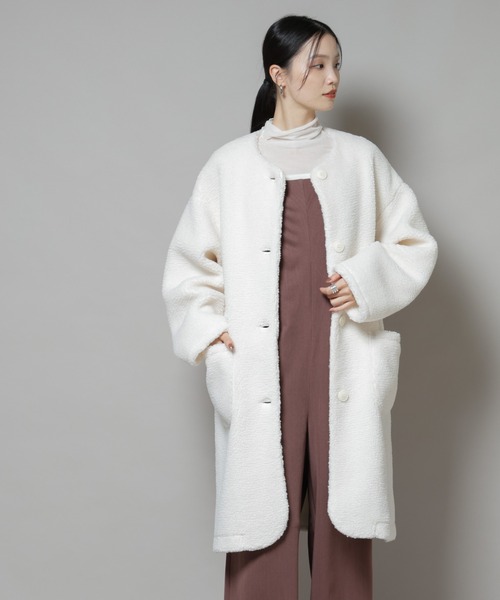 セール】ソフトボアノーカラーコート（ノーカラーコート）｜NANO