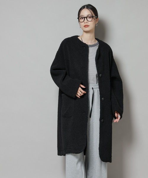 撥水 & 花粉ガード ノーカラー コート 「NANO universe」 ノーカラー