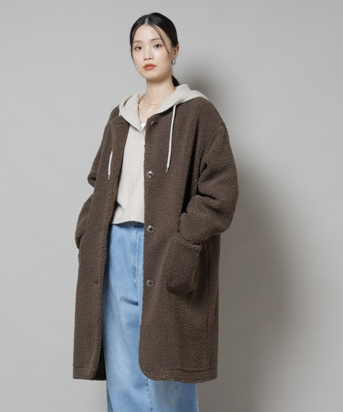 ソフトボアノーカラーコート（ノーカラーコート）｜NANO universe