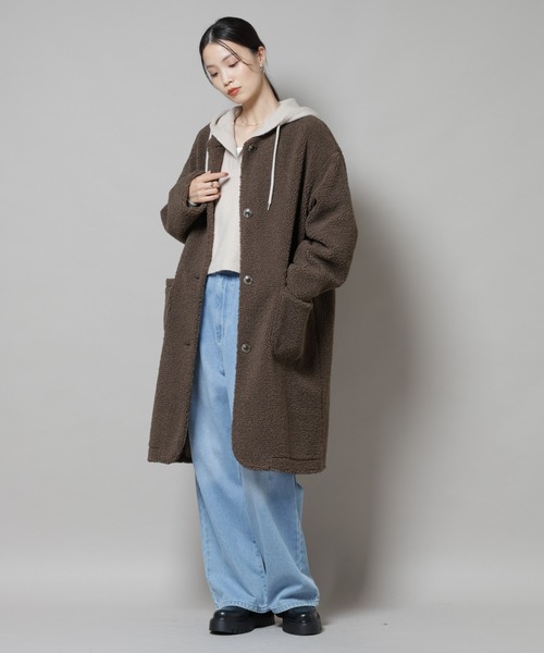 セール】ソフトボアノーカラーコート（ノーカラーコート）｜NANO