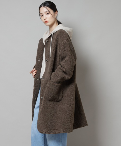 セール】ソフトボアノーカラーコート（ノーカラーコート）｜NANO