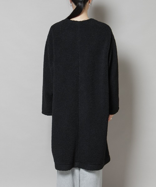 NANO universe（ナノユニバース）の「ソフトボアノーカラーコート（ノーカラーコート・レディース・ブラック/カーキブラウン/アイボリー・FREE）」の20枚目の写真