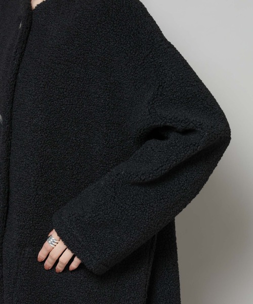 NANO universe（ナノユニバース）の「ソフトボアノーカラーコート（ノーカラーコート・レディース・ブラック/カーキブラウン/アイボリー・FREE）」の22枚目の写真