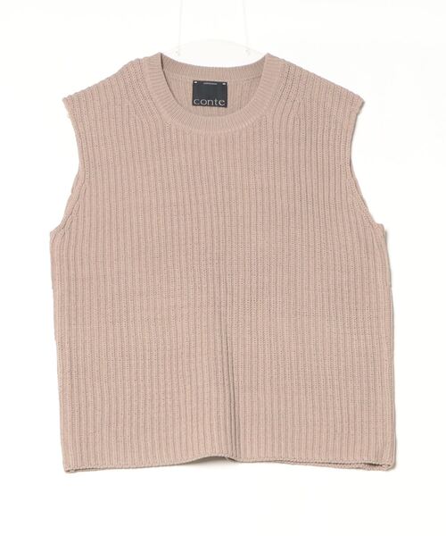 新品未使用conte コンテ　ニット・セーター　フリーサイズ　アローズ　ベージュ ブランド古着】conte｜コンテのニット/セーター（ベージュ系・袖なし