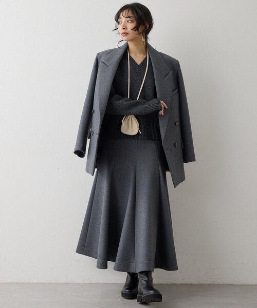 Whim Gazette（ウィムガゼット）の「ボンディングオーバージャケット（テーラードジャケット・レディース・ベージュ/グレー・FREE）」の9枚目の写真