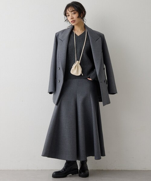 Whim Gazette（ウィムガゼット）の「ボンディングオーバージャケット（テーラードジャケット・レディース・ベージュ/グレー・FREE）」の10枚目の写真