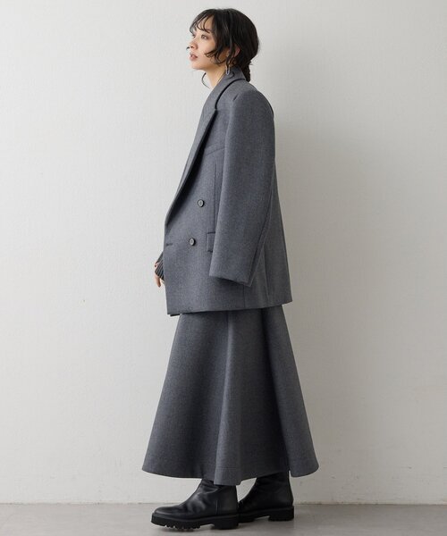 Whim Gazette（ウィムガゼット）の「ボンディングオーバージャケット（テーラードジャケット・レディース・ベージュ/グレー・FREE）」の11枚目の写真