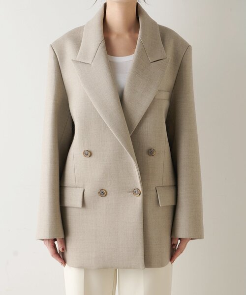 Whim Gazette（ウィムガゼット）の「ボンディングオーバージャケット（テーラードジャケット・レディース・ベージュ/グレー・FREE）」の22枚目の写真