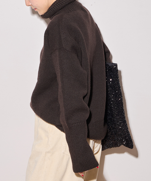 ISLAND TIDES（アイランドタイド）の「《追加》【ISLAND TIDES/アイランドタイド】ラムズウールタートルネック（ニット/セーター・レディース・ブラック/ブラウン/レッド・34）」の2枚目の写真