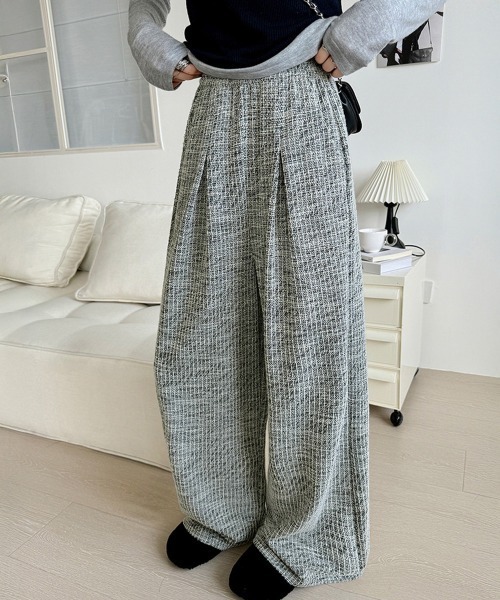 Miniministore(ミニミニストア)の「ワイドパンツ レディース(スウェットパンツ・レディース・ブラック/ベージュ/グリーン/スモークピンク・L/M)」の1枚目の写真