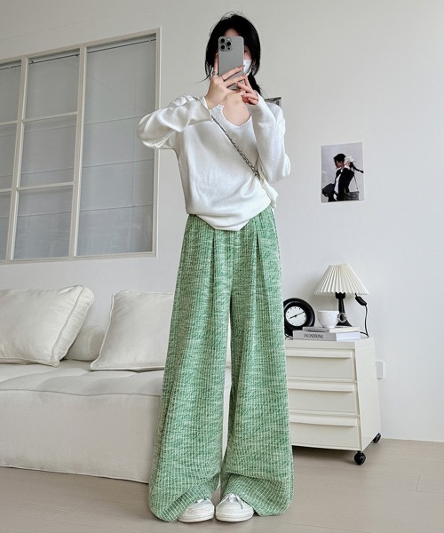 Miniministore(ミニミニストア)の「ワイドパンツ レディース(スウェットパンツ・レディース・ブラック/ベージュ/グリーン/スモークピンク・L/M)」の14枚目の写真