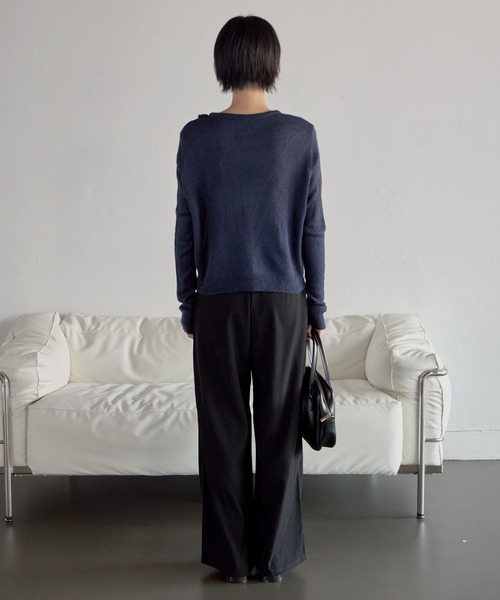 UNE MANSION（ユヌマンション）の「【UNE ORIGINAL】【低身長 / 高身長用 サイズ＆丈が選べるスラックス 】】【 2color ／ ３size／ 3lengths 】【 足長効果あり】ベーシックシルエットラブリーフリルスラックスパンツ（その他パンツ・レディース・ダークグレー/ブラック・S-Short/S-Regular/M-Short/M-Regular/L-Short/L-Regular）」の10枚目の写真