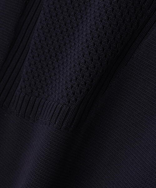 パーリーゲイツ　ポリエステル　薄ニット 10G天竺ボーダー柄モックネックニットプルオーバー | PEARLY GATES