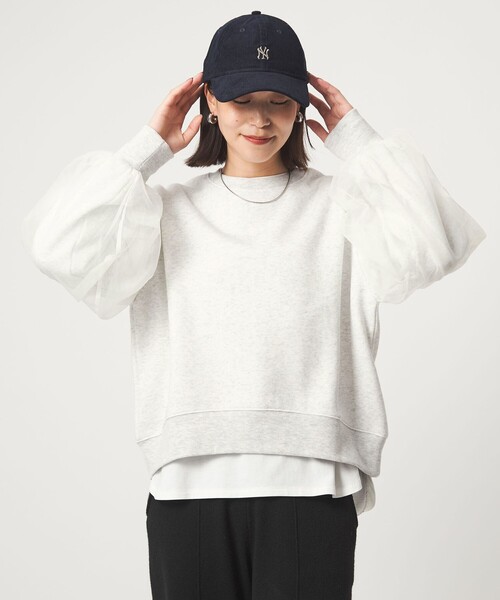 green label relaxing(グリーンレーベルリラクシング)の「【WEB限定】<at ease>チュール ドッキング スウェット プルオーバー(スウェット・レディース・ブラック/ライトグレー・FREE)」の4枚目の写真