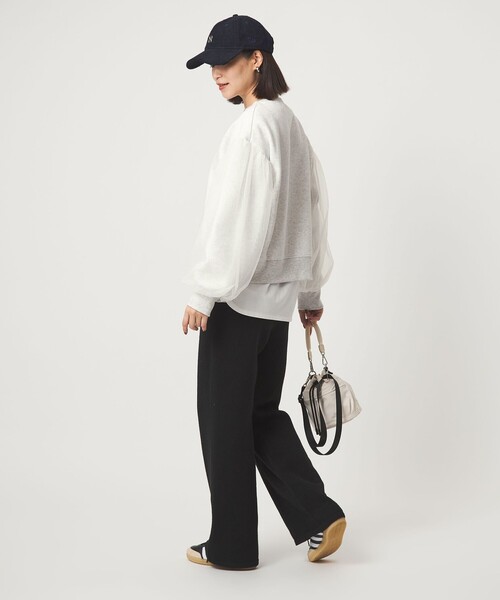 green label relaxing(グリーンレーベルリラクシング)の「【WEB限定】<at ease>チュール ドッキング スウェット プルオーバー(スウェット・レディース・ブラック/ライトグレー・FREE)」の6枚目の写真