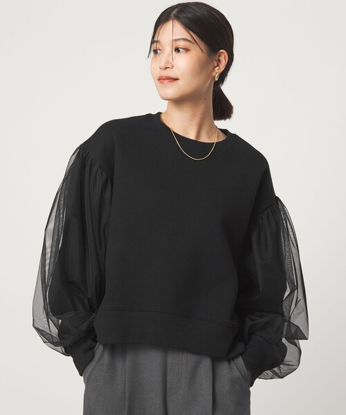 green label relaxing(グリーンレーベルリラクシング)の「【WEB限定】<at ease>チュール ドッキング スウェット プルオーバー(スウェット・レディース・ブラック/ライトグレー・FREE)」の9枚目の写真