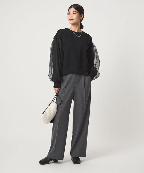 green label relaxing(グリーンレーベルリラクシング)の「【WEB限定】<at ease>チュール ドッキング スウェット プルオーバー(スウェット・レディース・ブラック/ライトグレー・FREE)」の10枚目の写真