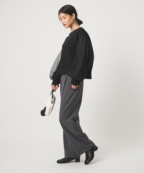 green label relaxing(グリーンレーベルリラクシング)の「【WEB限定】<at ease>チュール ドッキング スウェット プルオーバー(スウェット・レディース・ブラック/ライトグレー・FREE)」の11枚目の写真