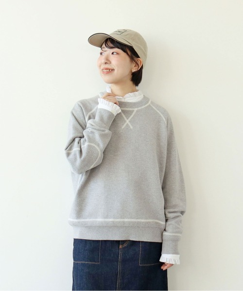 PAR ICI（パーリッシィ）の「【WEB別注カラー】カシミア混コットン ラグランプルオーバー（ニット/セーター・レディース・グレー/アイボリー/ブラック/ピンク/レッド・FREE）」の4枚目の写真