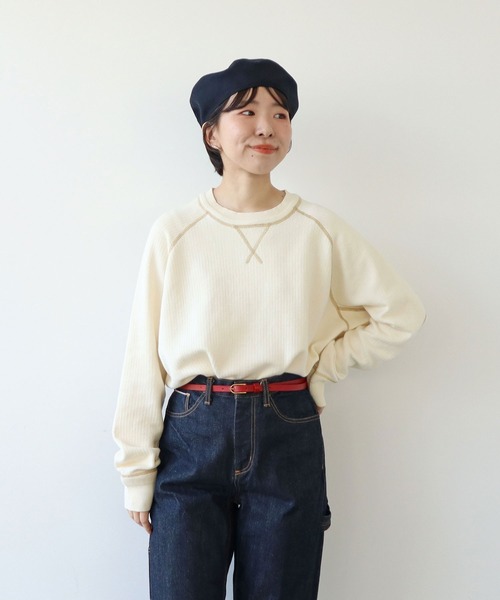 PAR ICI（パーリッシィ）の「【WEB別注カラー】カシミア混コットン ラグランプルオーバー（ニット/セーター・レディース・グレー/アイボリー/ブラック/ピンク/レッド・FREE）」の2枚目の写真