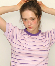 STRIPE PUFF KNIT PINK PURPLE